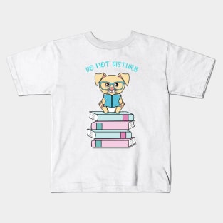 Do not disturb, cute dog reading Kids T-Shirt